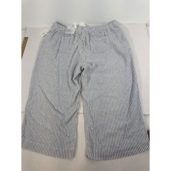 Westbound Woman The Island Crop Blue White Striped Pants Linen  2X Boho Nautical - Picture 4 of 10